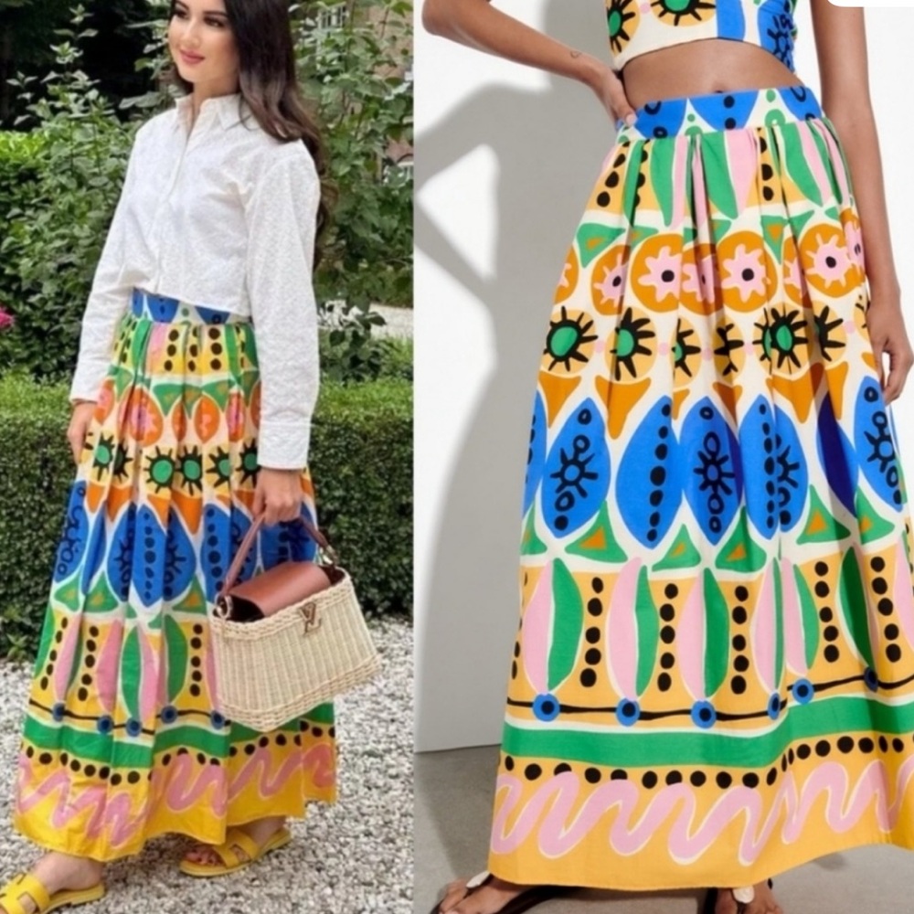 Joie Multicolor Geometric Print halter & Maxi Skirt set - Picture 2 of 9